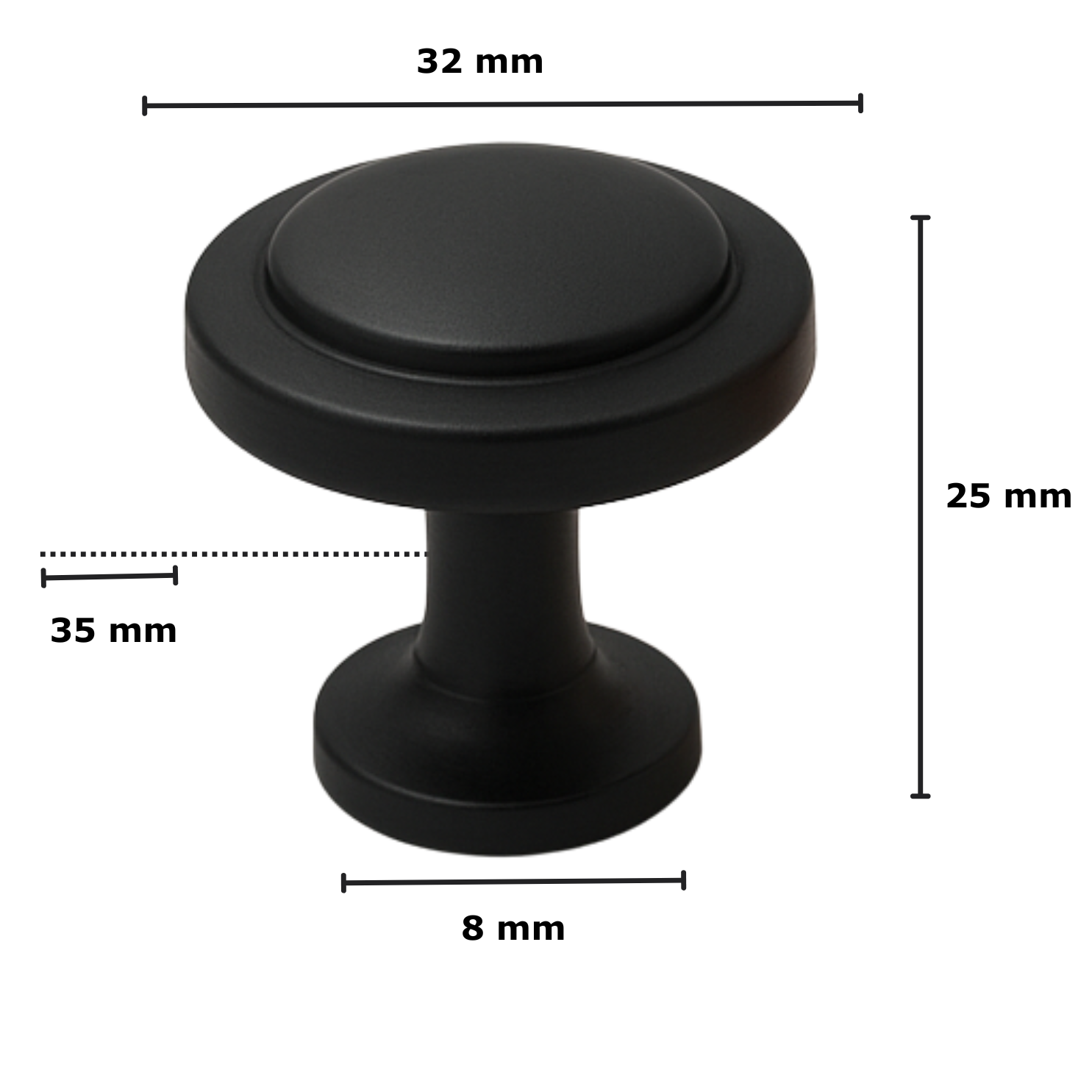 Furniture knob black round