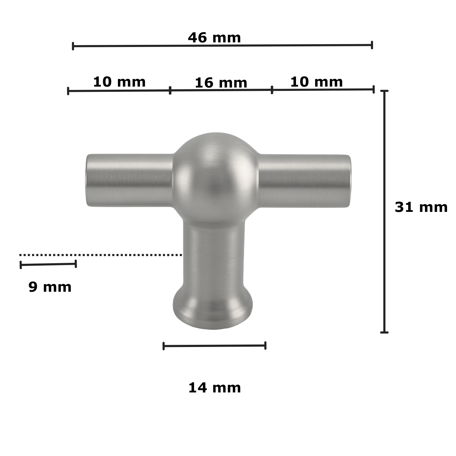 Furniture knob T-Handle black