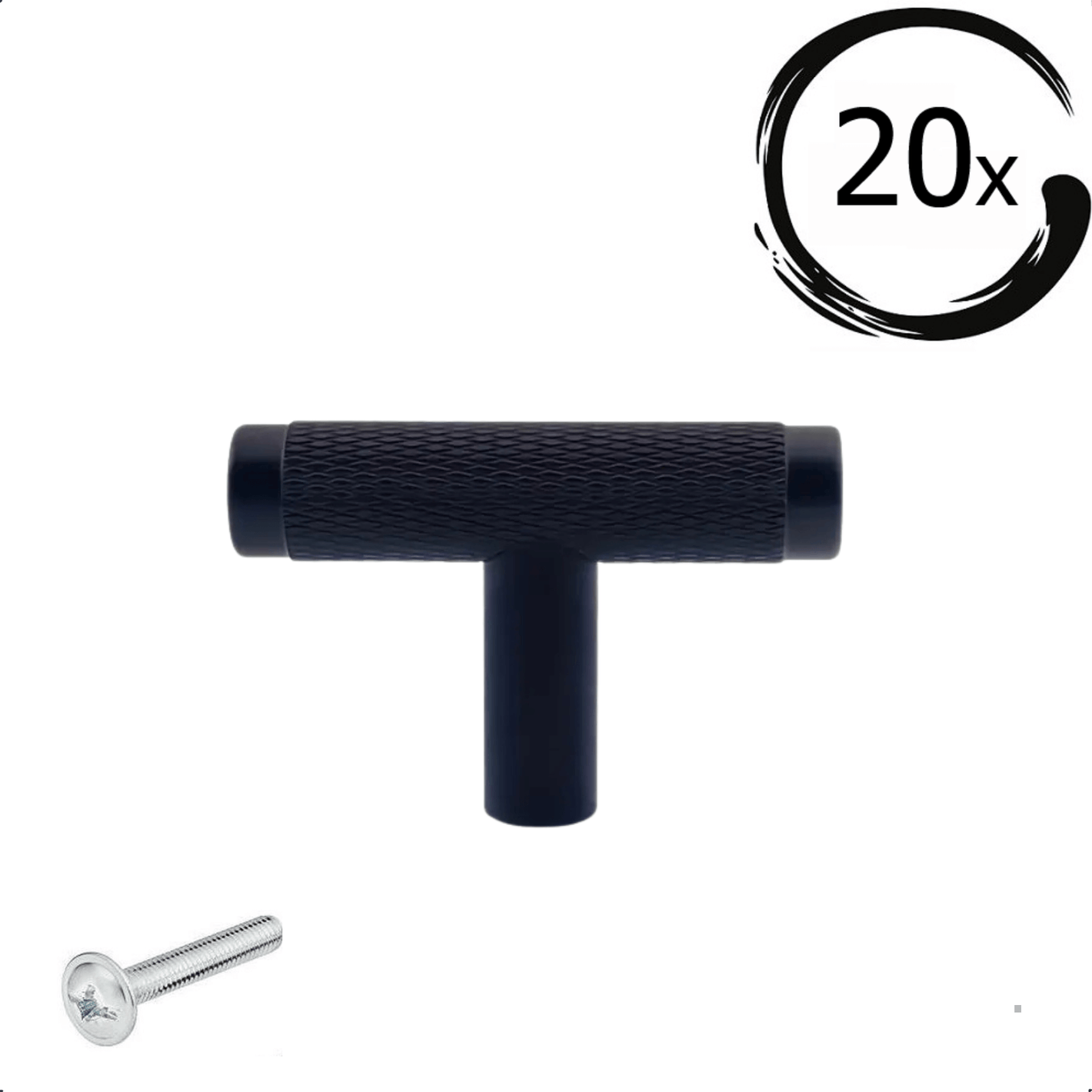 20X Deurknop Waco Zwart