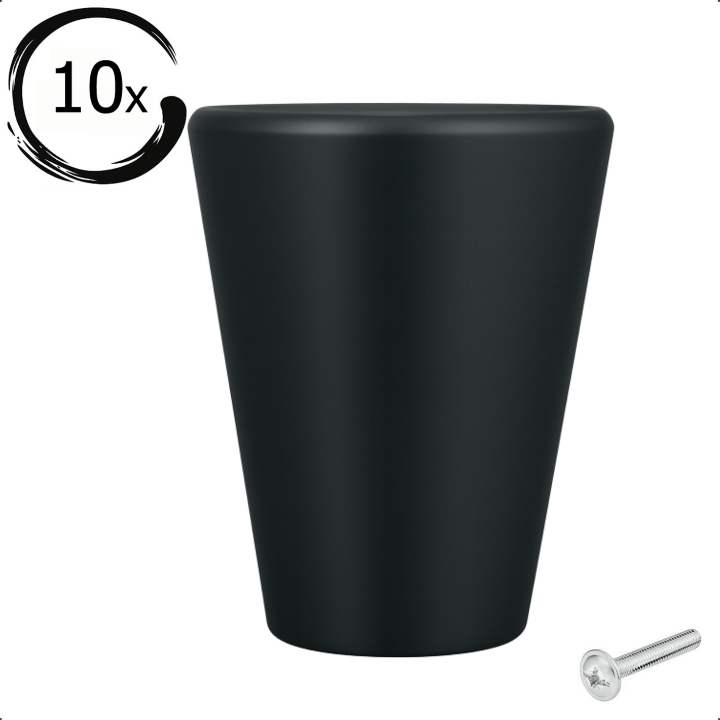 10X Deurknop 19mm Zwart – Akron - BY MJM - GMJ76-10