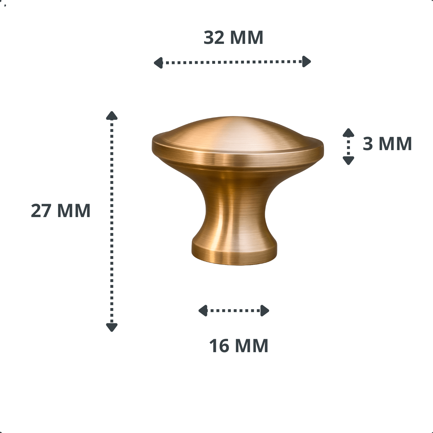10X Deurknop 32mm Goud – Rapid - BY MJM - GMJ92-10