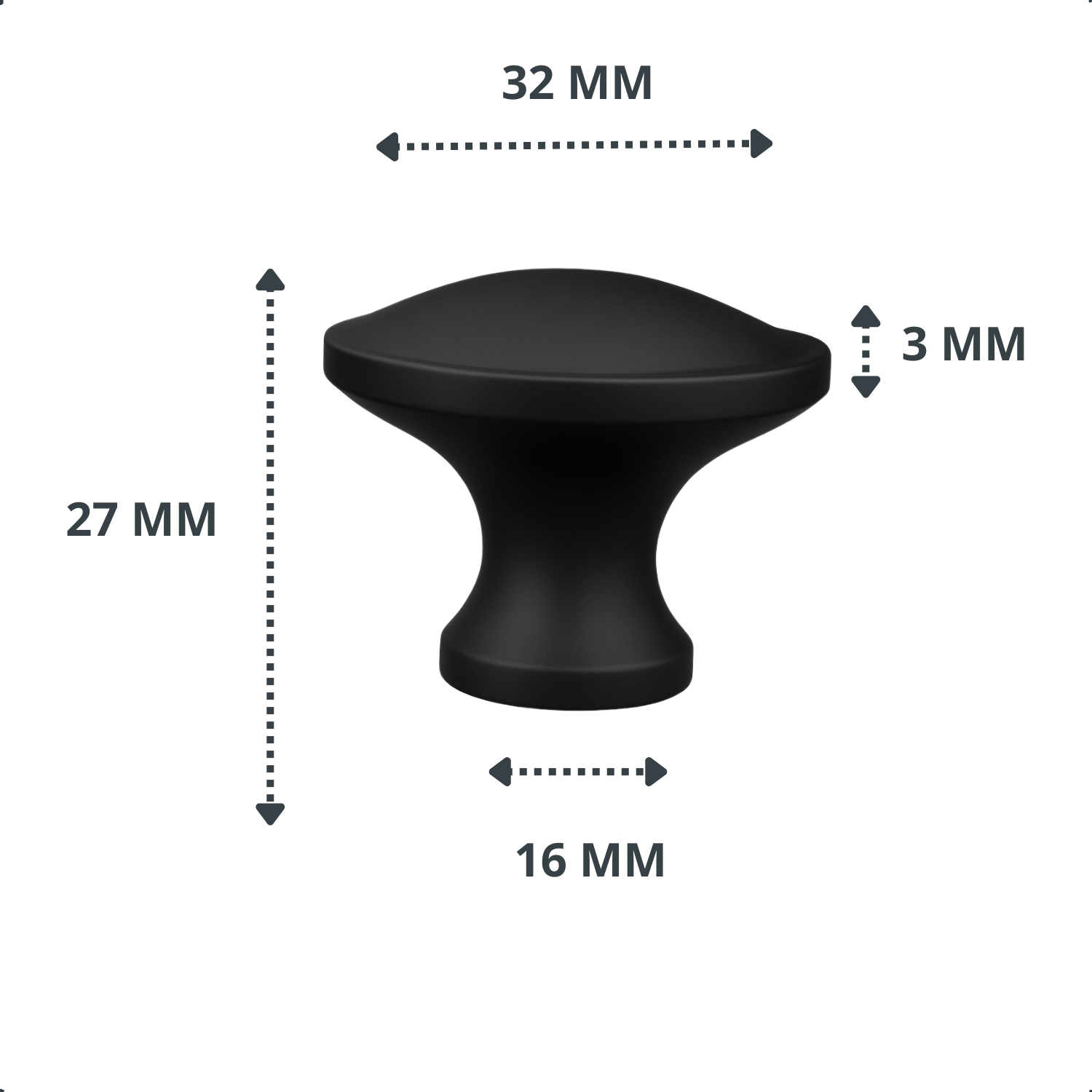 10X Deurknop 32mm Zwart – Rapid - BY MJM - GMJ93-10