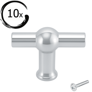 10X Deurknop 48mm Chroom – Kansas T - greep - BY MJM - GMJ54-10