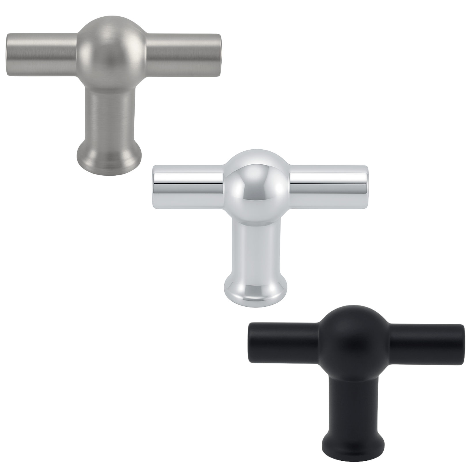 10X Deurknop 48mm Zwart – Kansas - BY MJM - GMJ27-10