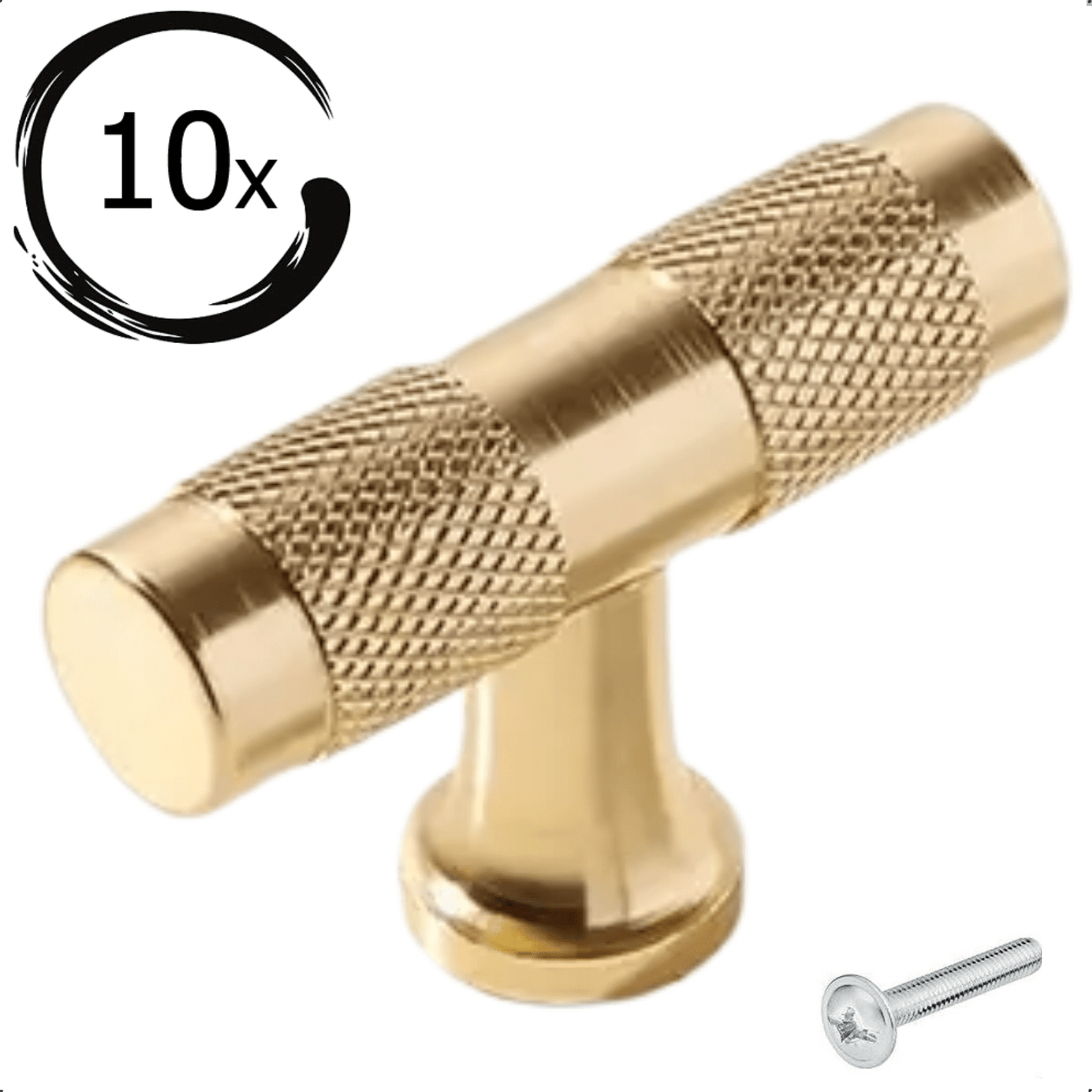 10X Deurknop 50mm Aluminium Goud – Erie - BY MJM - GMJ102-10