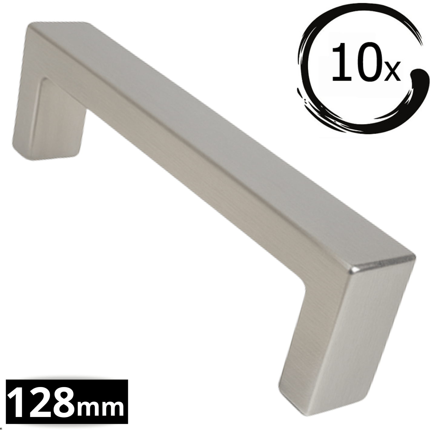RVS handgreep Atlanta 128mm boormaat met afgeronde moderne vorm – set 10 stuks