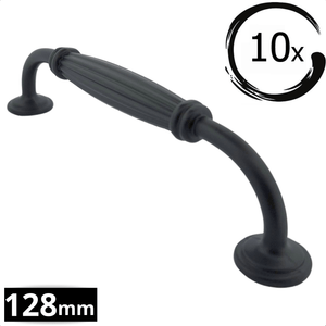 10X Handgreep 128mm Zwart – Norfolk - BY MJM - GMJ37-10