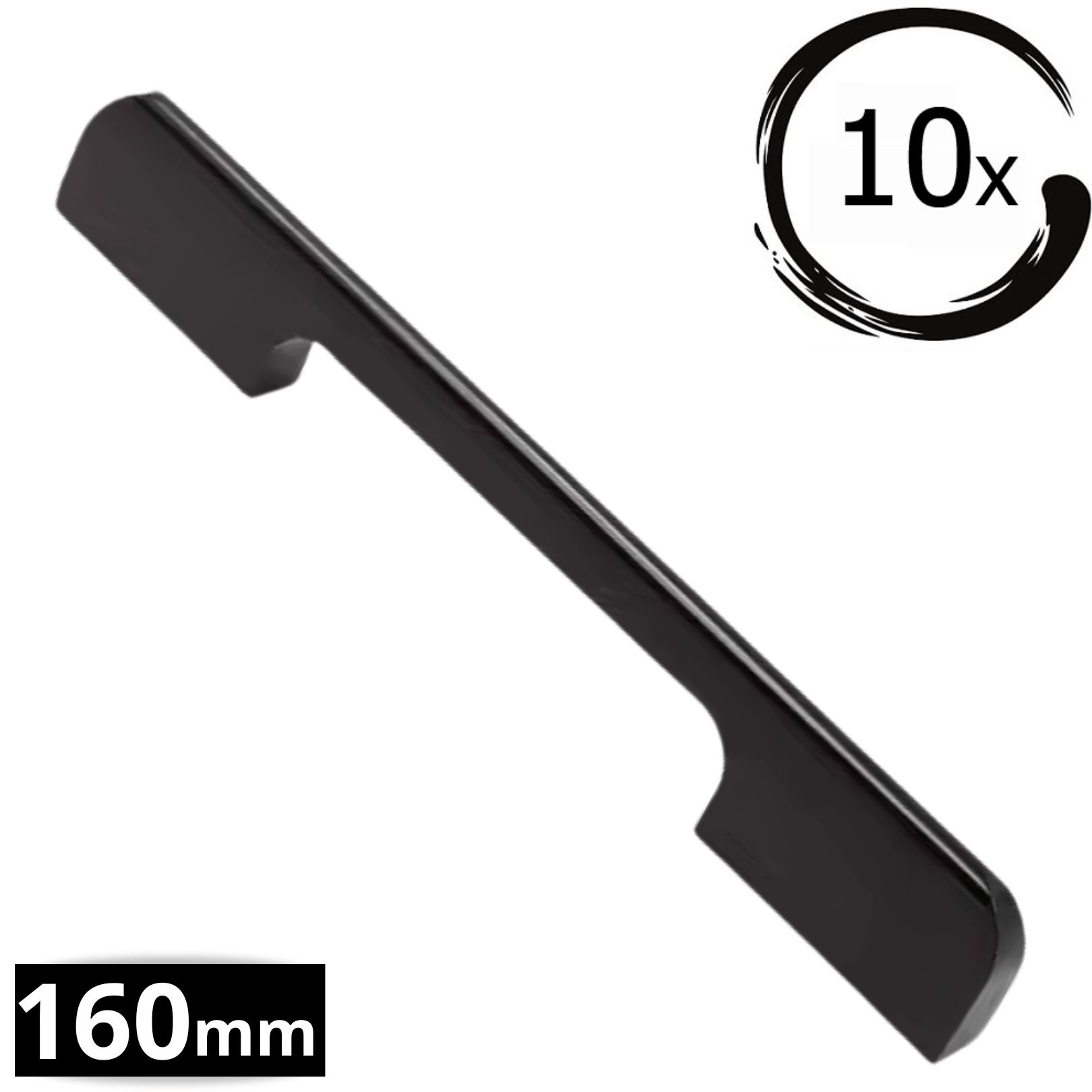 10X Handgreep 160mm Aluminium Zwart – Seattle - BY MJM - GMJ16-10