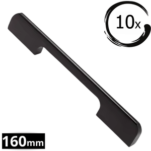 10X Handgreep 160mm Aluminium Zwart – Seattle - BY MJM - GMJ16-10