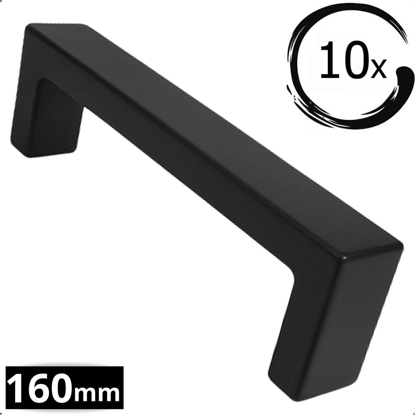 10X Handgreep 160mm RVS Zwart – Atlanta - BY MJM - GMJ14-10