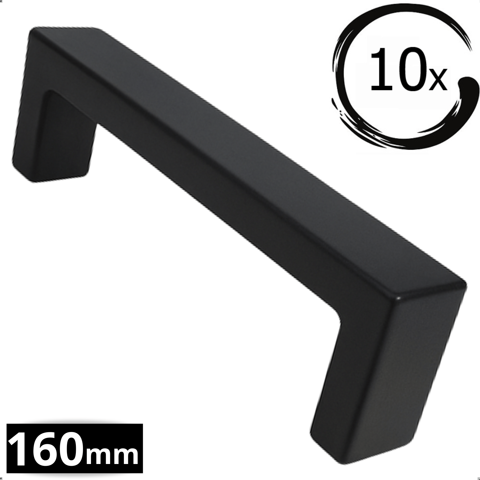 10X Handgreep 160mm RVS Zwart – Atlanta - BY MJM - GMJ14-10