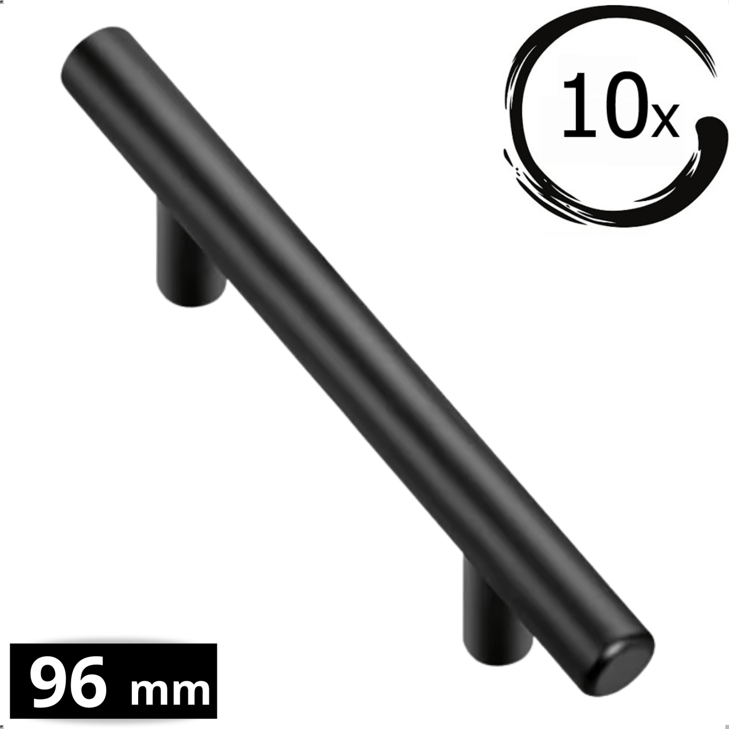 10X Handgreep 96mm RVS Zwart – Denver - BY MJM - GMJ110-10