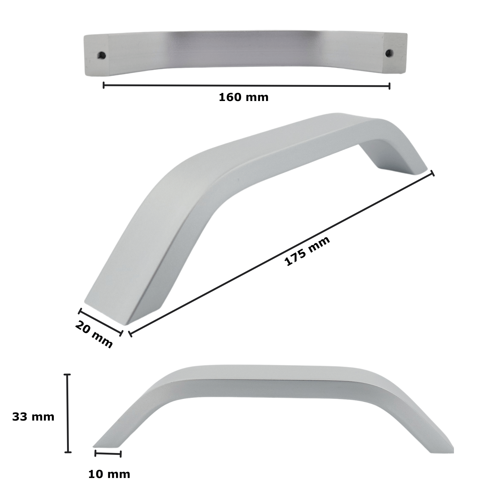 10X Handgreep Tulsa 160 mm Aluminium - BY MJM - GMJ11-10