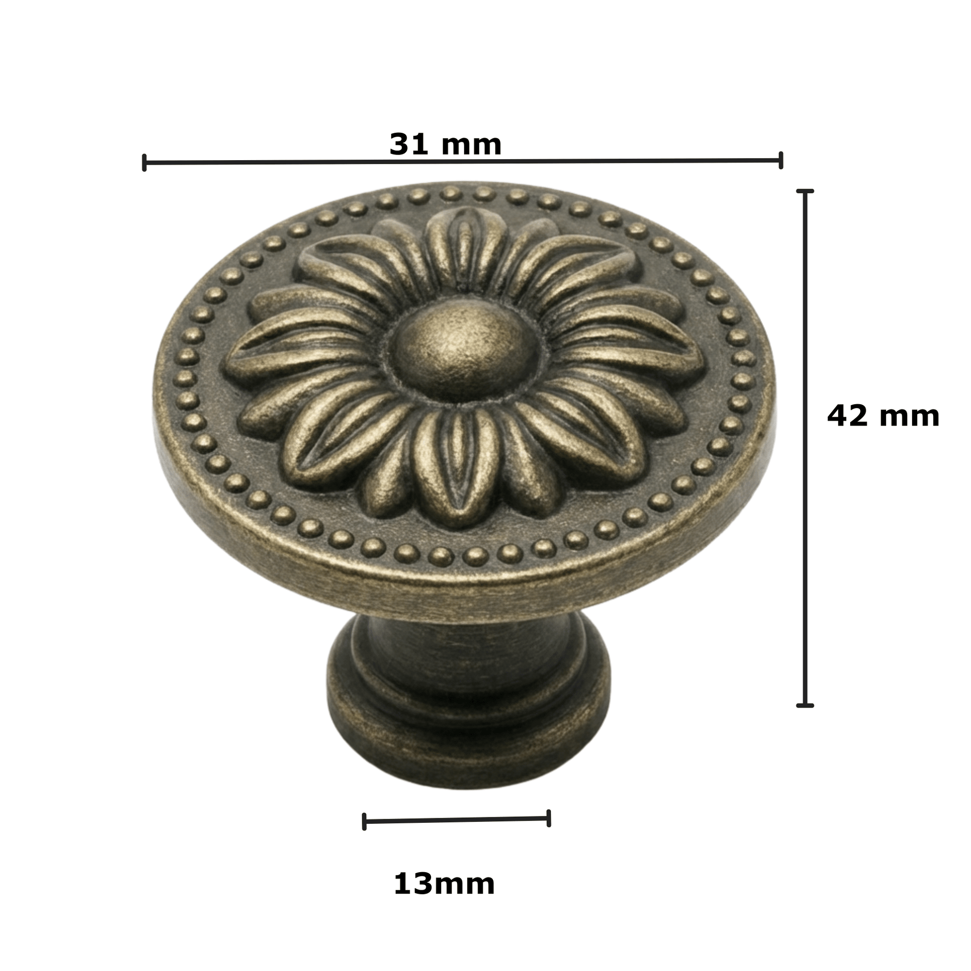 10X Meubelknop 31mm Brons – Orleans - BY MJM - GMJ96-10