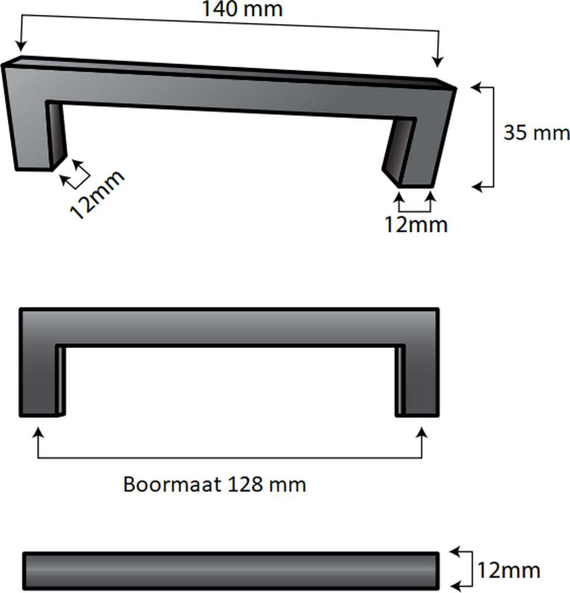 Handle Black 128 mm Modern