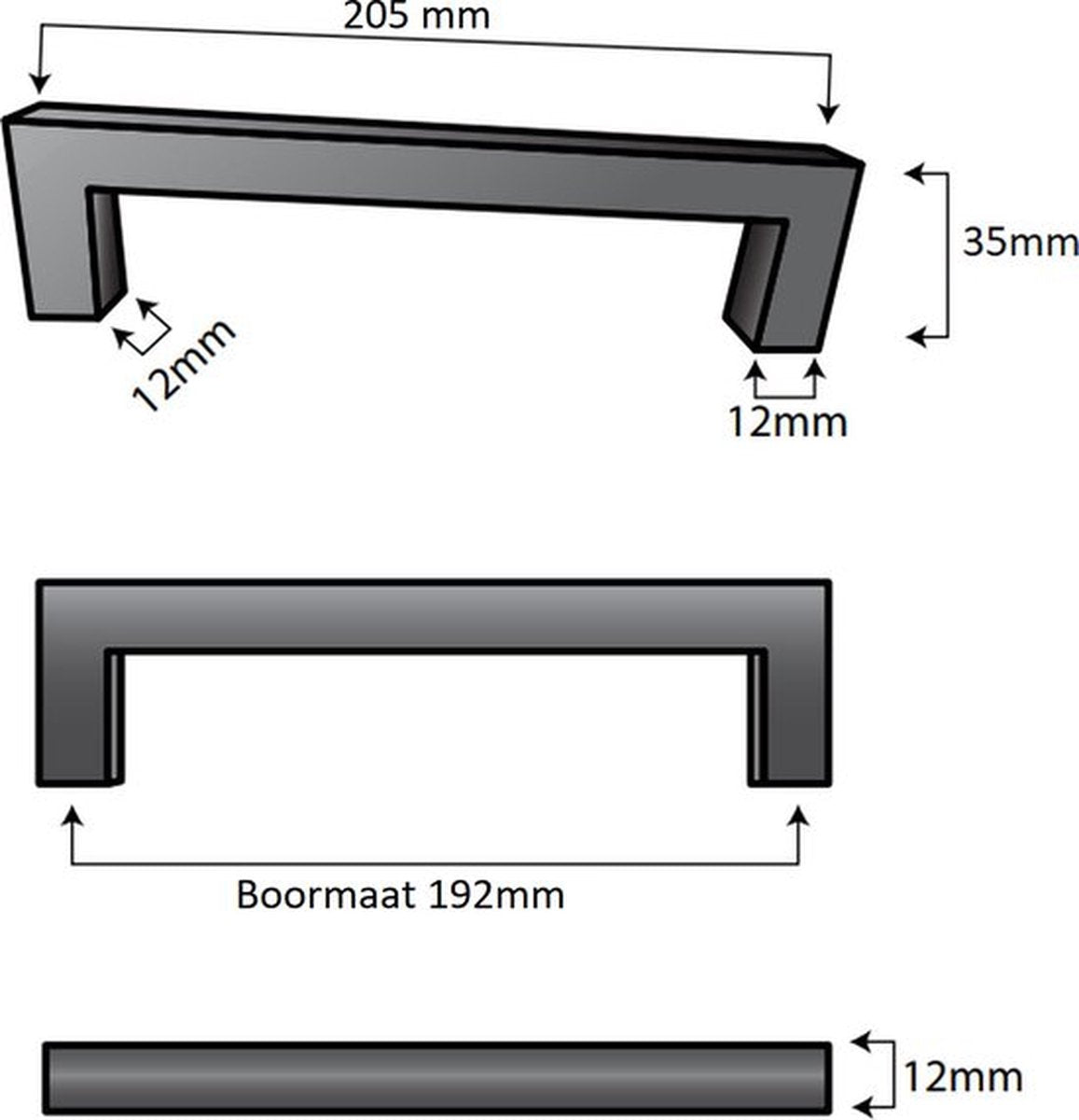 Handle Black 192 mm Modern