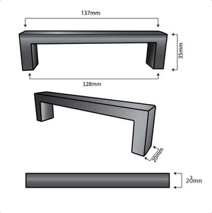 10X Handgreep / Meubelgreep Atlanta 128 mm RVS Zwart