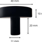 5X Deurknop Circle 40 mm Knop Rond Zwart
