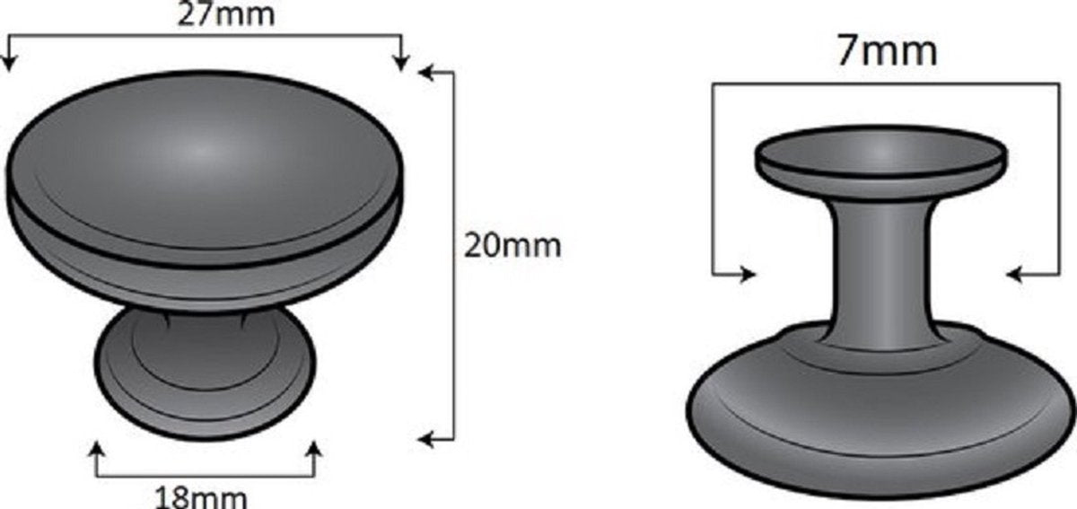 Doorknob black round diameter 29 mm