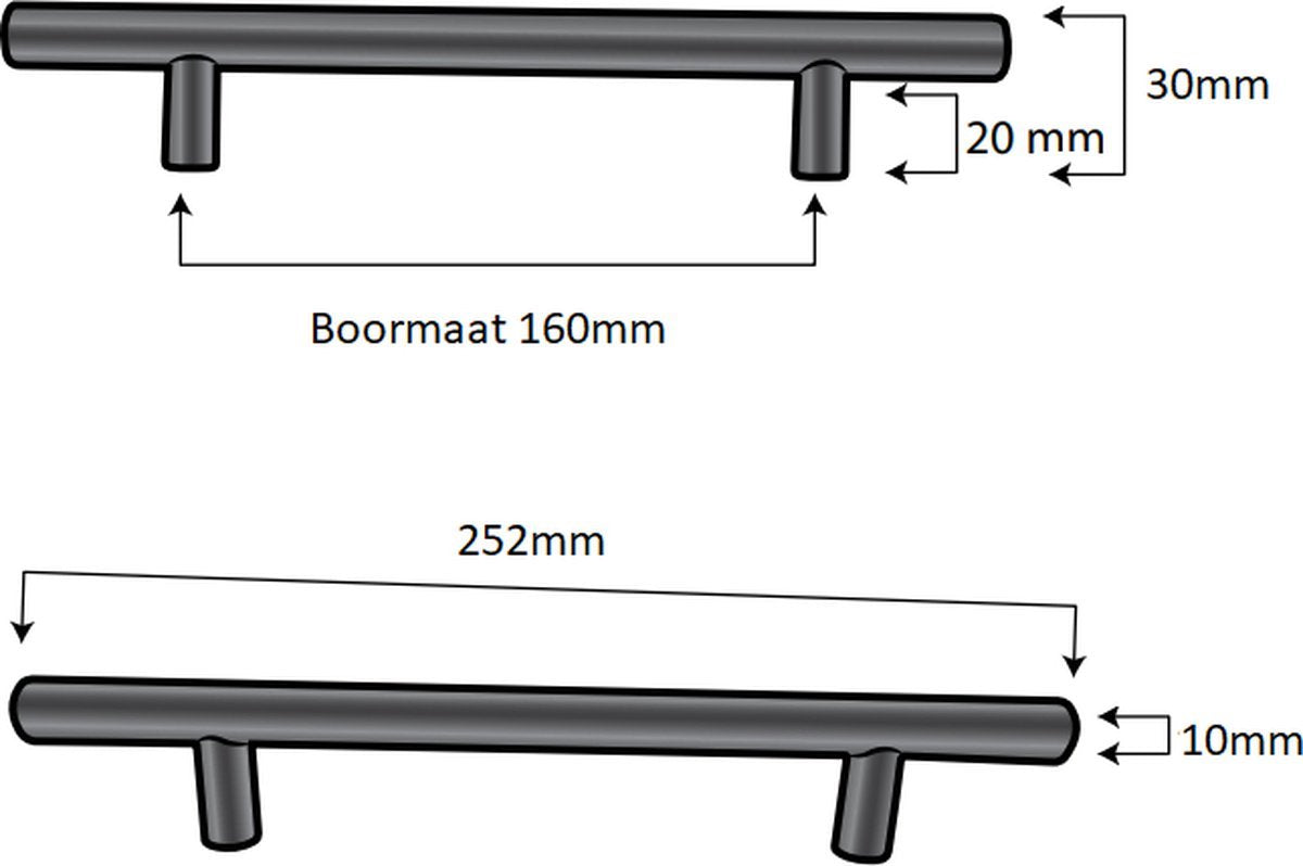 T-handle black 160 mm