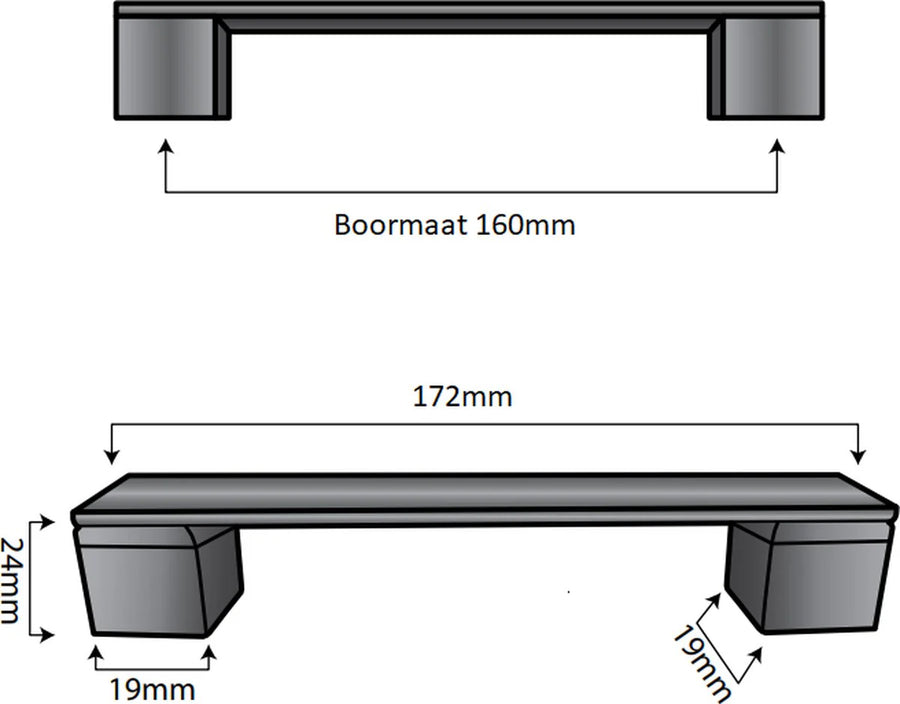 Griff 160 mm Aluminium Schwarz – Austin