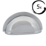 5X Komgreep Columbia 76 mm Chroom voor kastdeurtjes, klassieke uitstraling en eenvoudige montage.