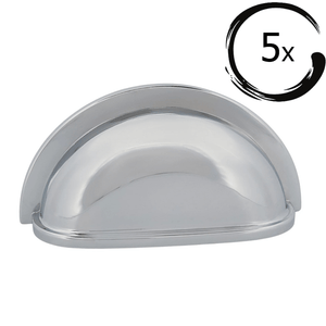 5X Komgreep Columbia 76 mm Chroom voor kastdeurtjes, klassieke uitstraling en eenvoudige montage.