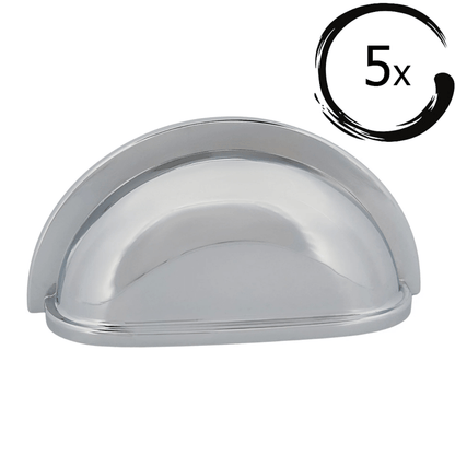 5X Komgreep Columbia 76 mm Chroom voor kastdeurtjes, klassieke uitstraling en eenvoudige montage.