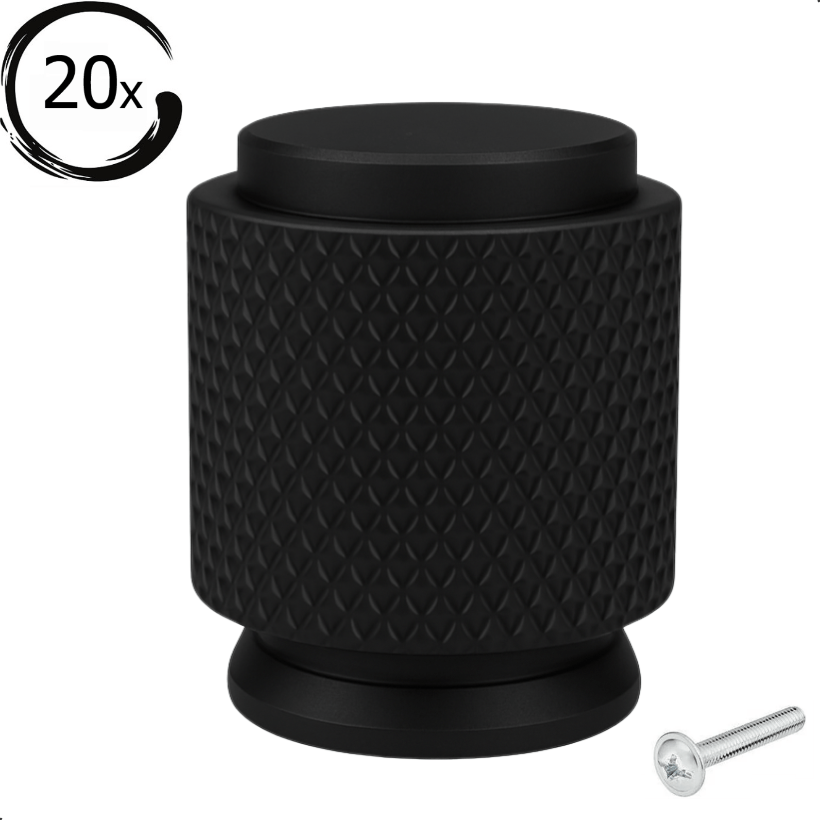 20X Deurknop 20mm Zwart – Dodge - BY MJM - GMJ95-20