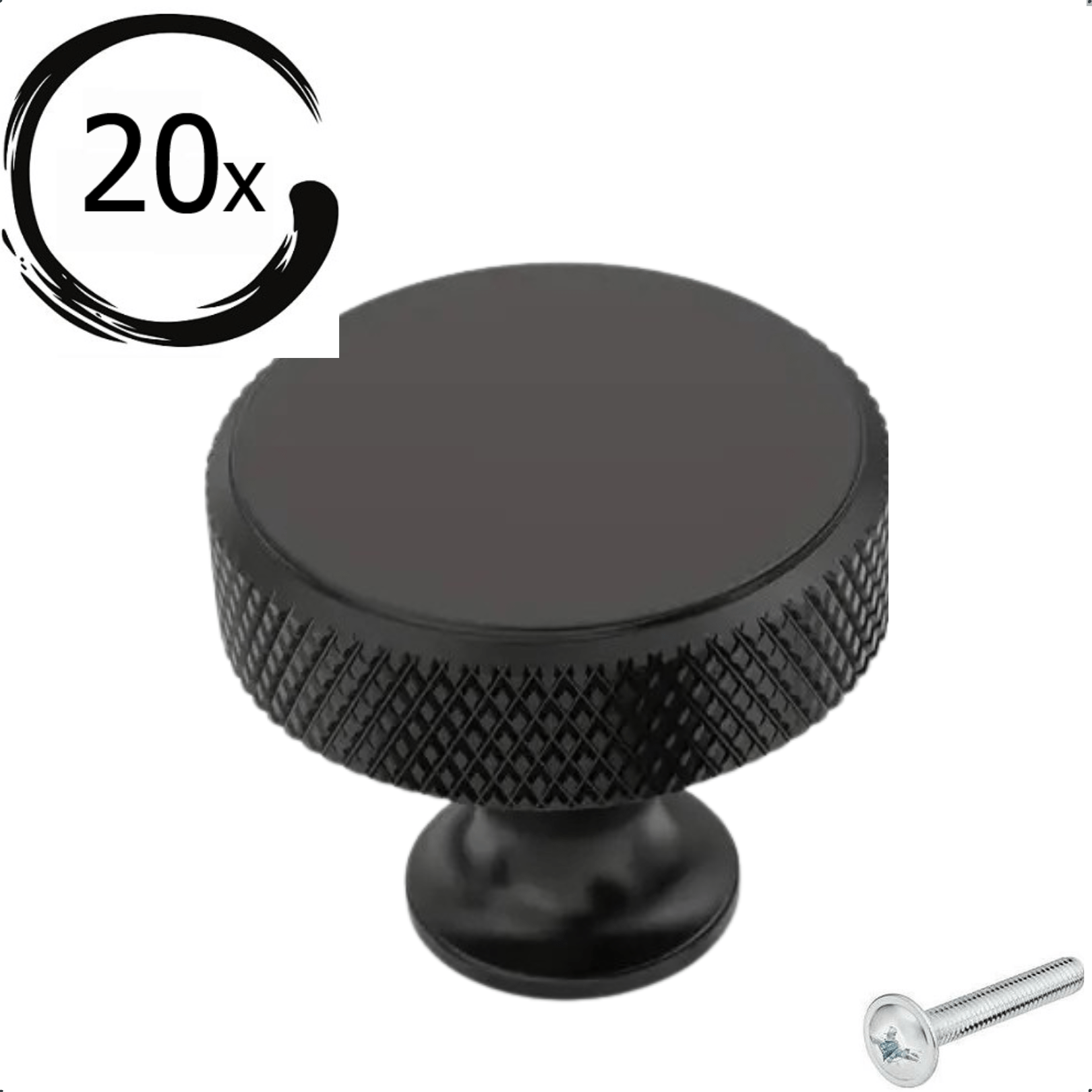 20X Deurknop 30mm Aluminium Zwart – Lowell - BY MJM - GMJ103-20