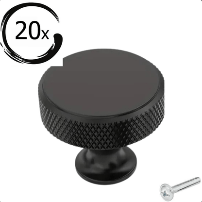 20X Deurknop 30mm Aluminium Zwart – Lowell - BY MJM - GMJ103-20