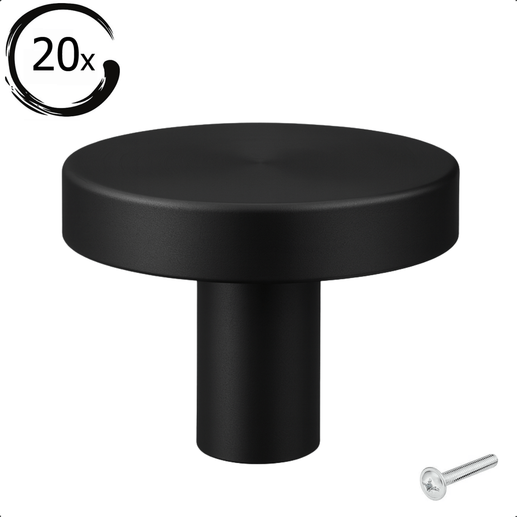 20X Deurknop 30mm Zwart – Harbor - BY MJM - GMJ91-20