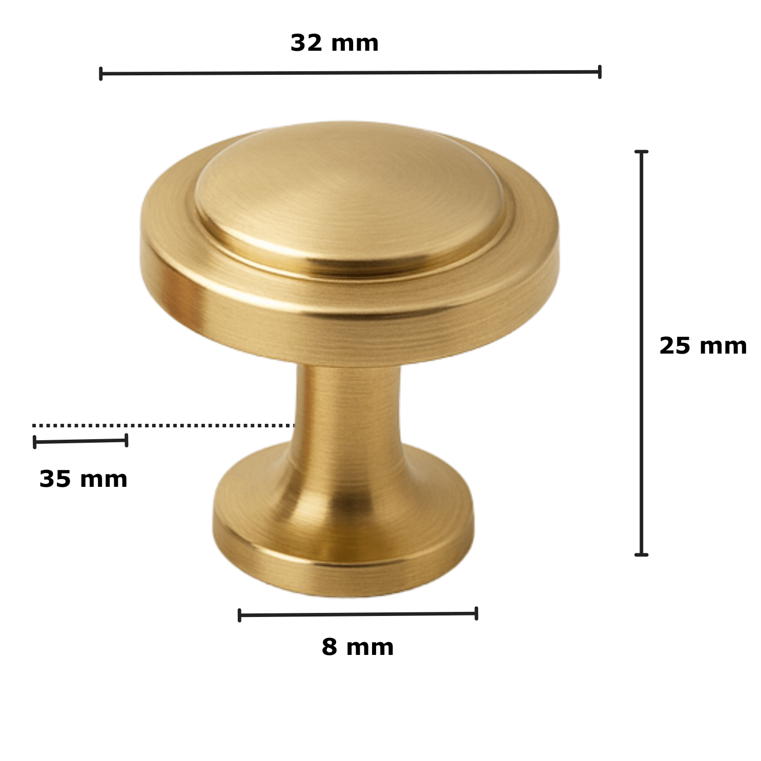 20X Deurknop 32mm Goud – Memphis - BY MJM - GMJ49-20