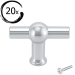 20X Deurknop 48mm Chroom – Kansas T - greep - BY MJM - GMJ54-20