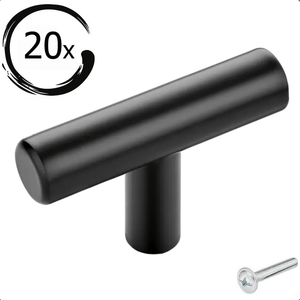 20X Deurknop 50mm Aluminium Zwart – Mesa - BY MJM - GMJ100-20