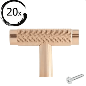 20X Deurknop T - greep 50mm Aluminium Goud – Waco - BY MJM - GMJ104-20