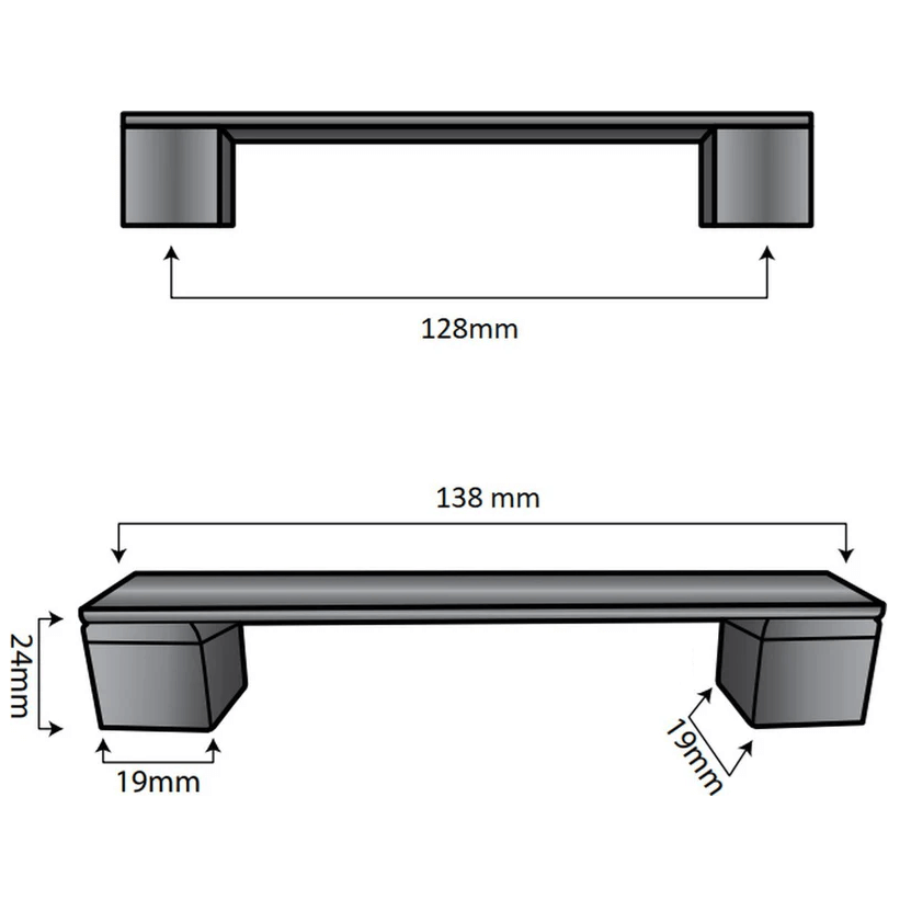 20X Handgreep 128mm Aluminium Zwart – Austin - BY MJM - GMJ02-20