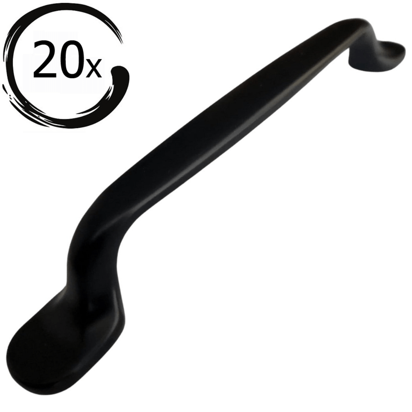 Set van 20 zwarte Amarillo handgrepen 128mm met afgeronde vormgeving, geschikt voor keuken en kastdeuren