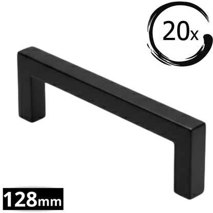 20X Handgreep Dallas 128 mm – RVS Zwart - BY MJM - GMJ04-20