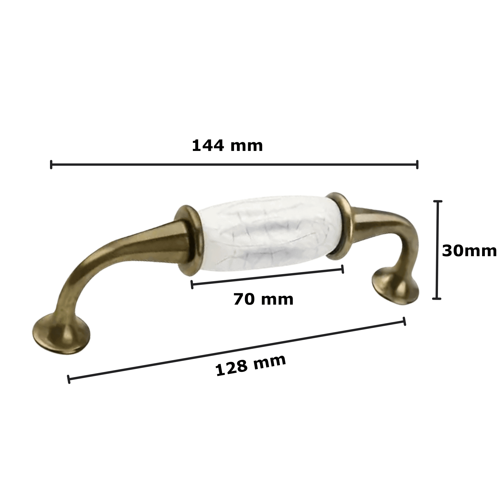 20X Handgreep Enid 128 mm Wit Brons - BY MJM - GMJ115-20