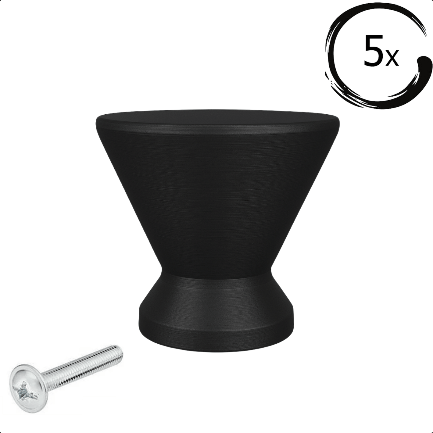 5X Deurknop Dover Zwart