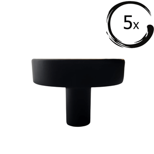 Kreis 40 mm Knopf rund schwarz Set 5