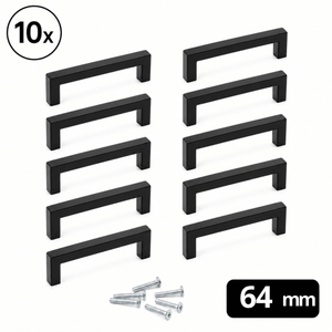 10X Handgreep 64mm RVS Zwart – Dallas
