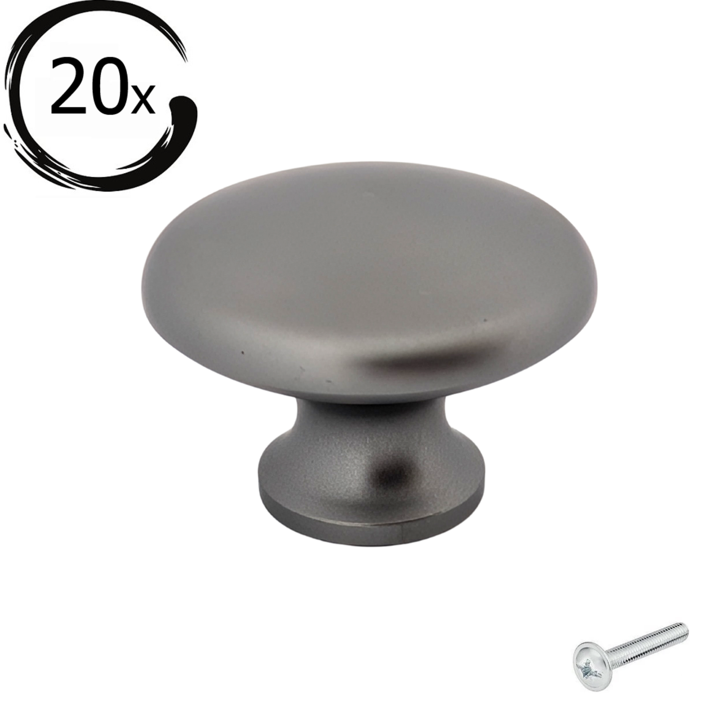 20x Door Knob Macon 27 mm Gray