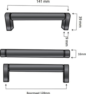 Handgreep Miami 128 mm RVS Zwart