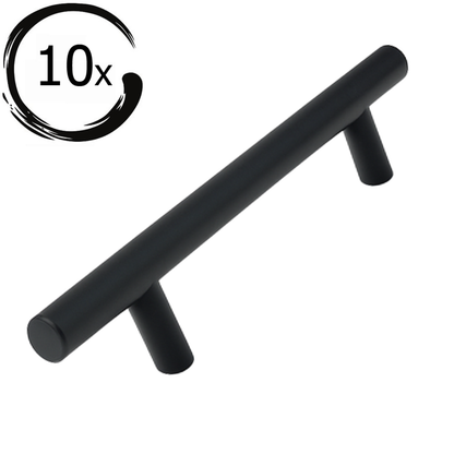 10x Handle / Furniture Handle Denver 128 mm Stainless Steel Black