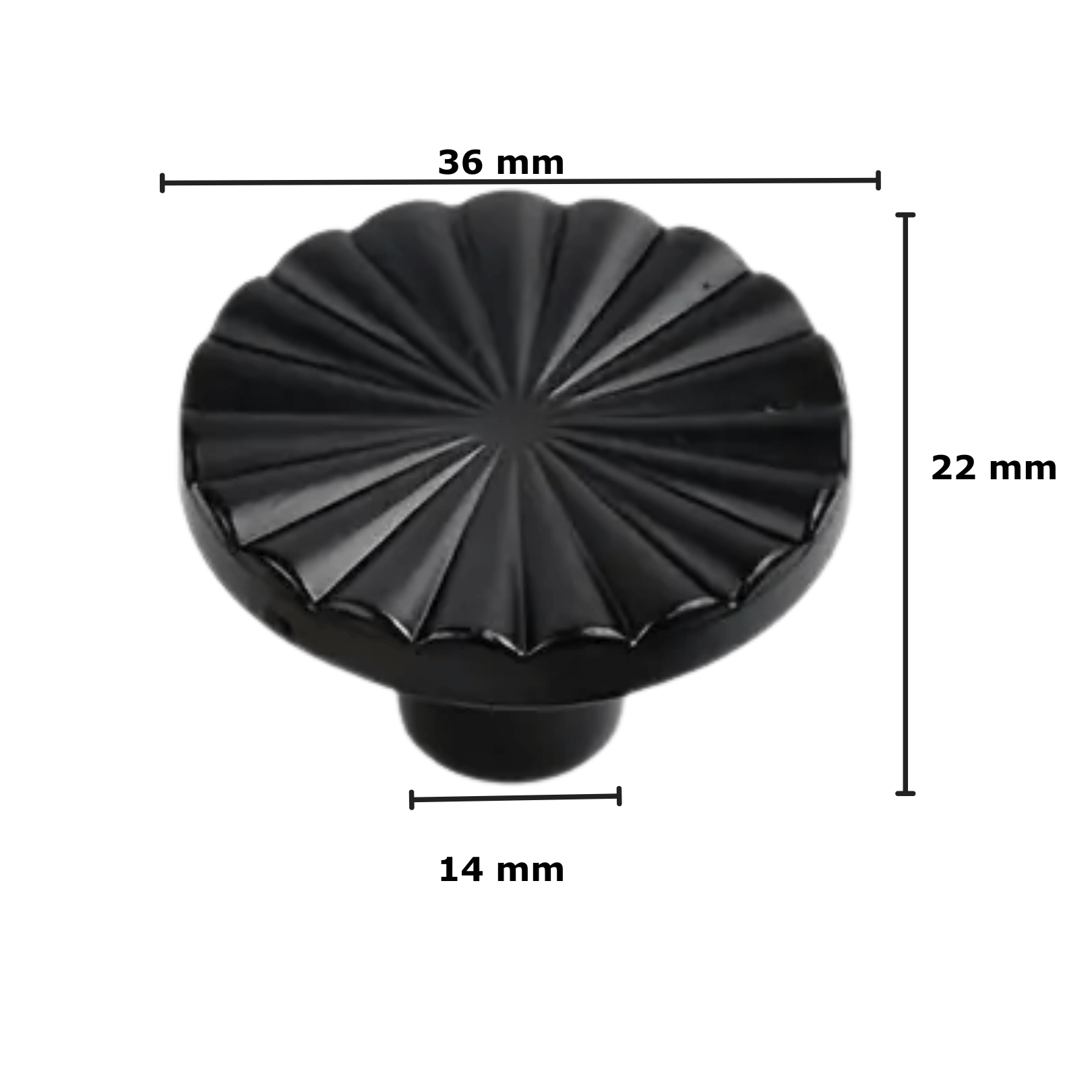 5X Deurknop 35mm Kunststof Zwart– Fresno - BY MJM - GMJ118