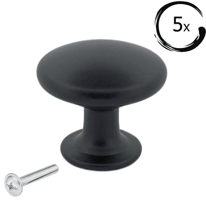 5X Deurknop Macon 27 mm – Aluminium Zwart - BY MJM - GMJ01-5