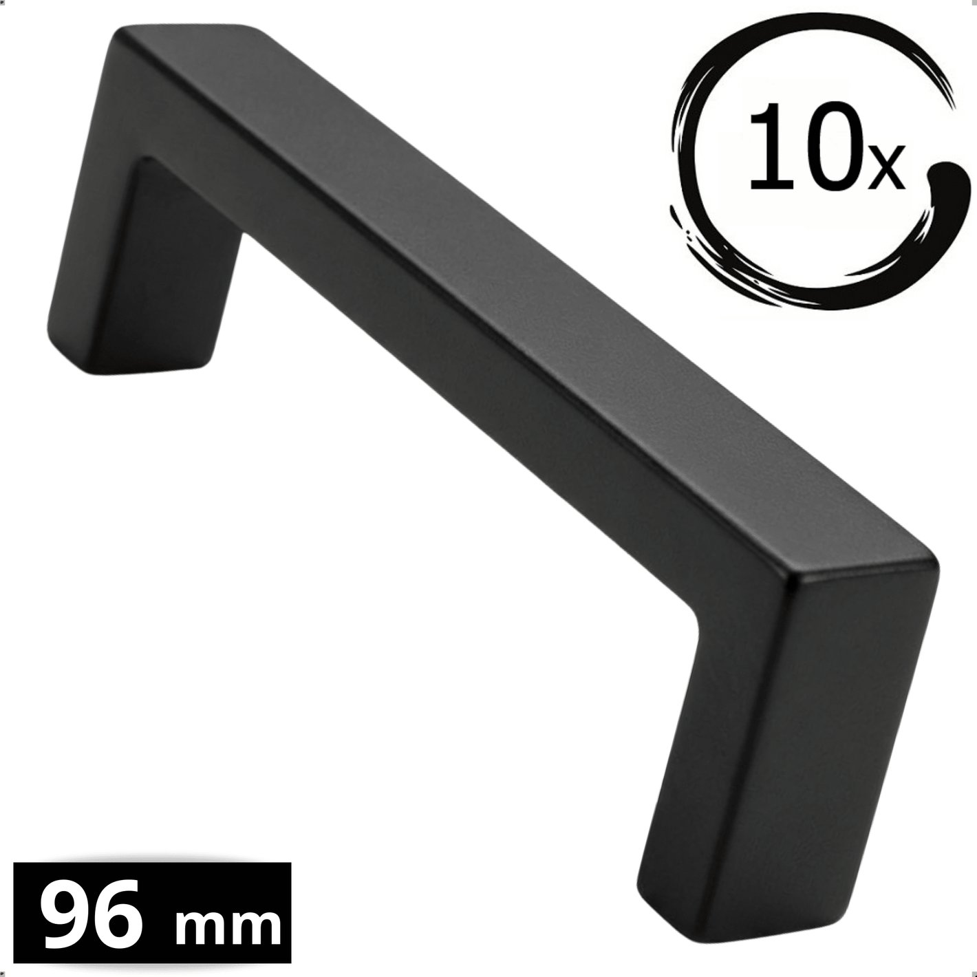 Set van 10 afgeronde Atlanta handgrepen 96mm mat zwart RVS gepoedercoat met setaanduiding
