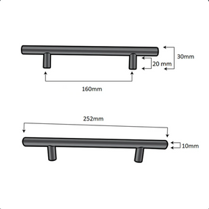 T-handle black 160 mm